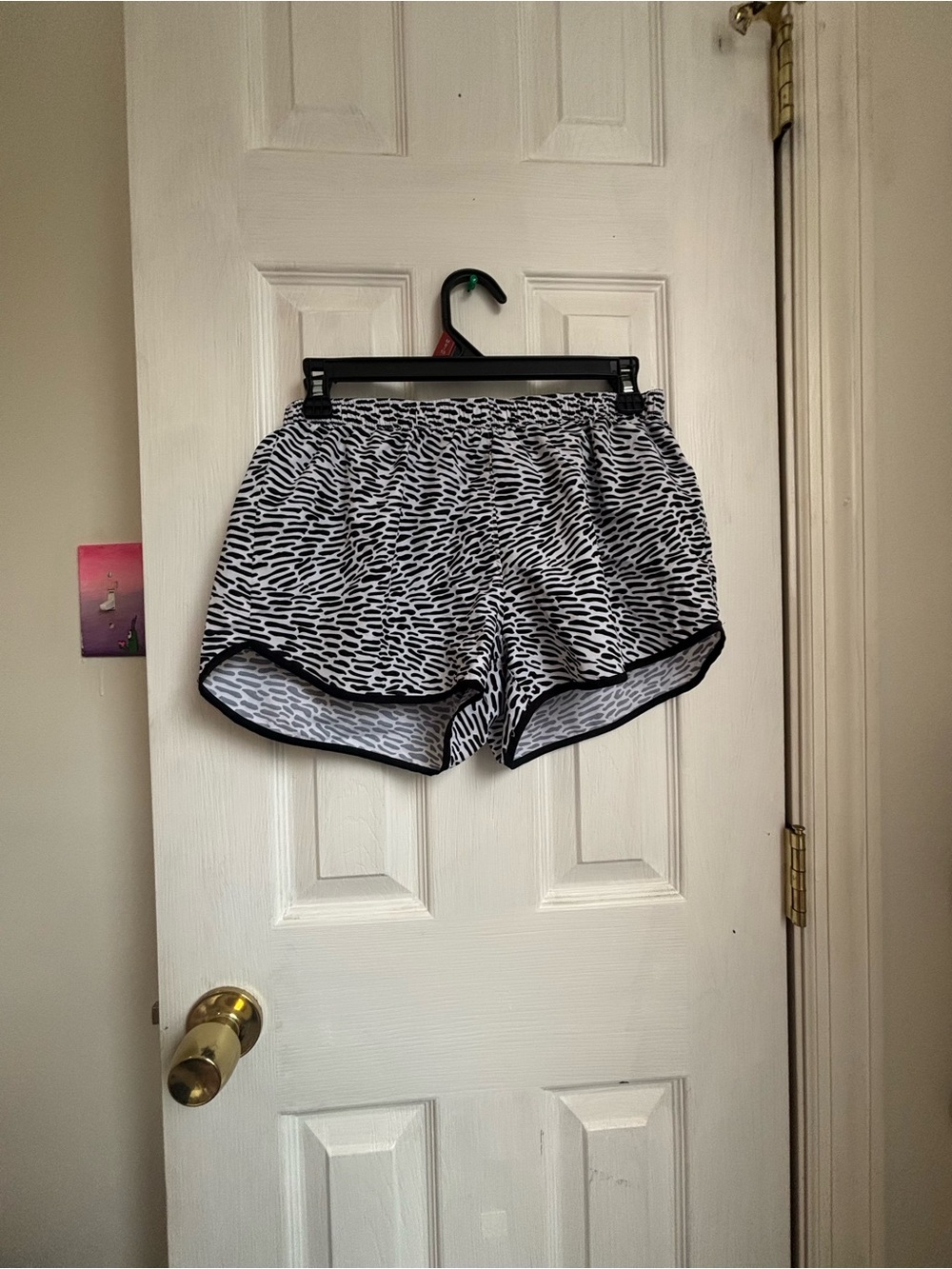 New Balance Black and White Zebra Print Athletic Shorts